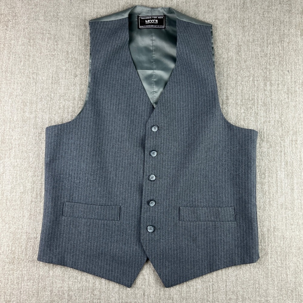 Levi's Action Suit Vest Men's S Gray Pinstripe Vintage Sta-Prest Formal Business